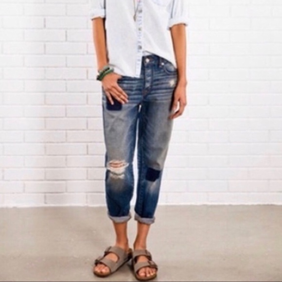 American Eagle Outfitters Denim - AE Boy Crop Distressed Patchwork Jeans